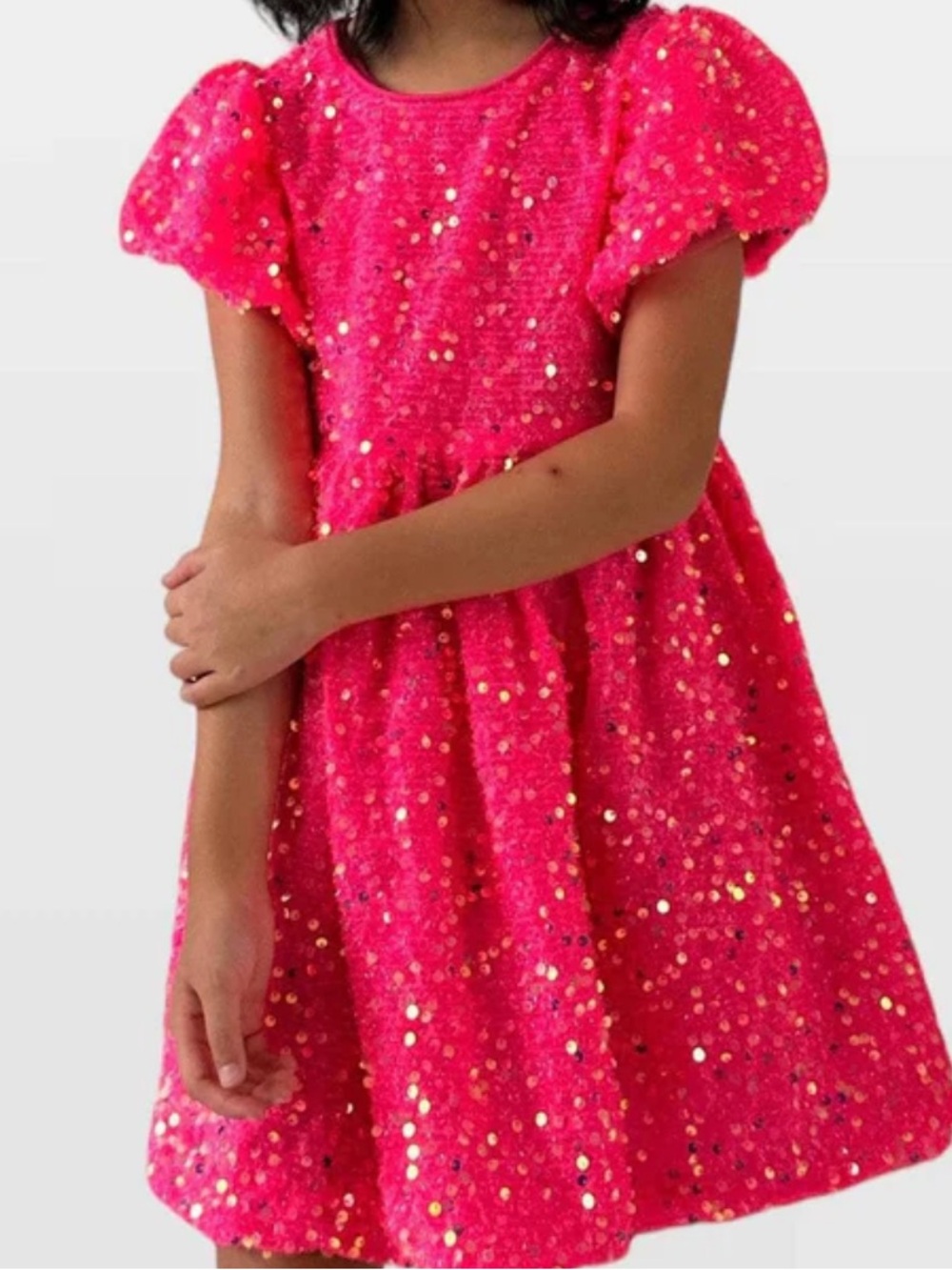 Lola + The Boys Margot Sequin Velour Dress Pink Girls Size 8